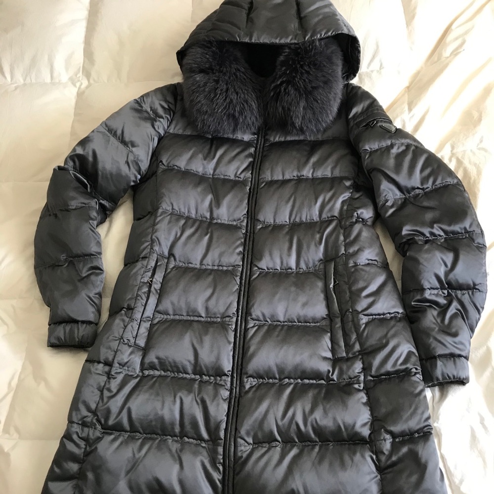 Prada Fur Collar Puffer Coat 46 + Reciept